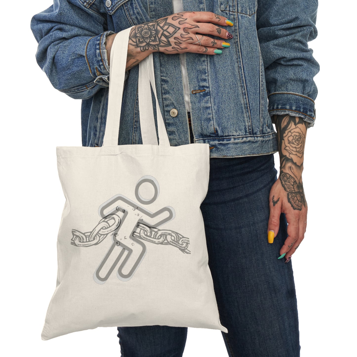 Inspirational Natural Tote Bag - Juneteenth Freedom Message & Art