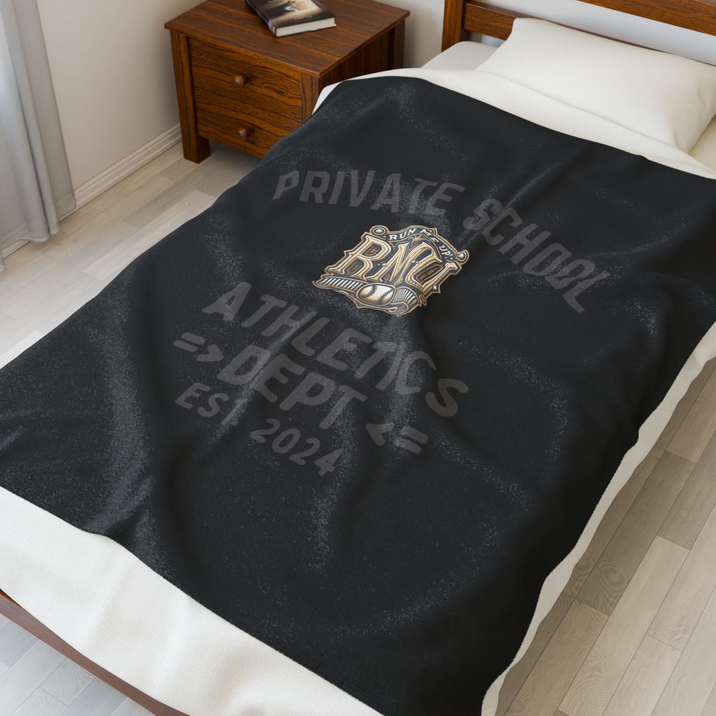 Custom Velveteen Plush Blanket - Cozy Private School Athletics Design