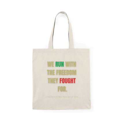 Inspirational Natural Tote Bag - Juneteenth Freedom Message & Art