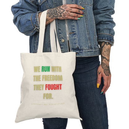 Inspirational Natural Tote Bag - Juneteenth Freedom Message & Art